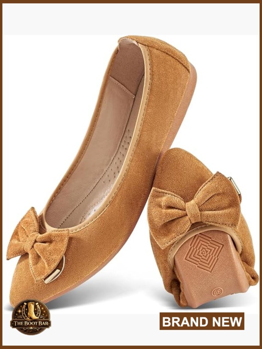 Foldable Ballet Flats with Bowknot Pointed Toe Slip On Shoes for Work Wedding